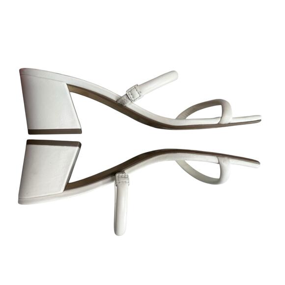 Everlane The Double Strap Heel Women 8 White Leather Block Heel Minimalist - Picture 8 of 9